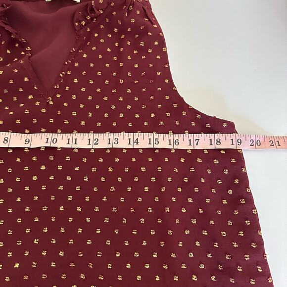 NEW Jade Melody Tam Women's Maroon Gold Swiss Dot Ruffle Tank Top Size Medium - Picture 7 of 10